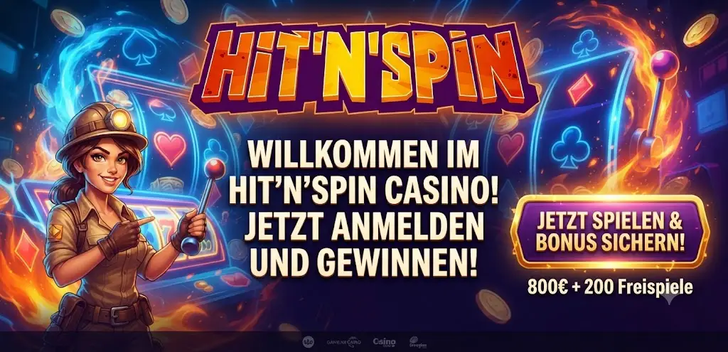 HitnSpin Casino Hauptbildschirm mit Slots und Live-Dealer